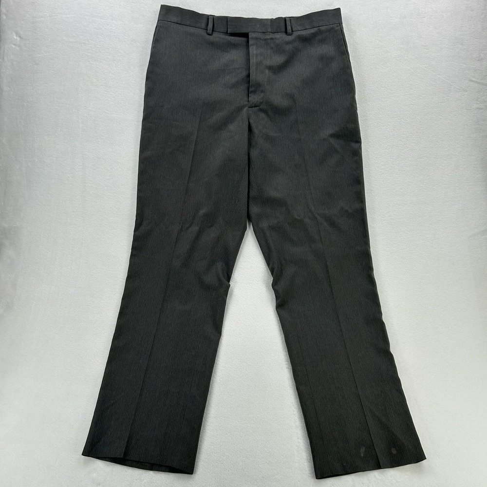 Perry Ellis Portfolio Dress Pants Mens 34x30 Gray Pinstripe Flat Front Business
